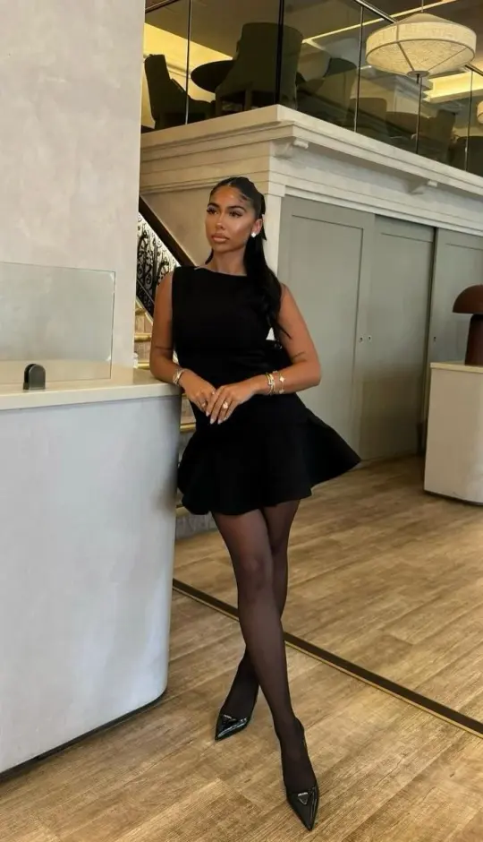 Minimalist Black A-Line High Collar Bodycon Mini Occasion Dress Homecoming Dress RS277