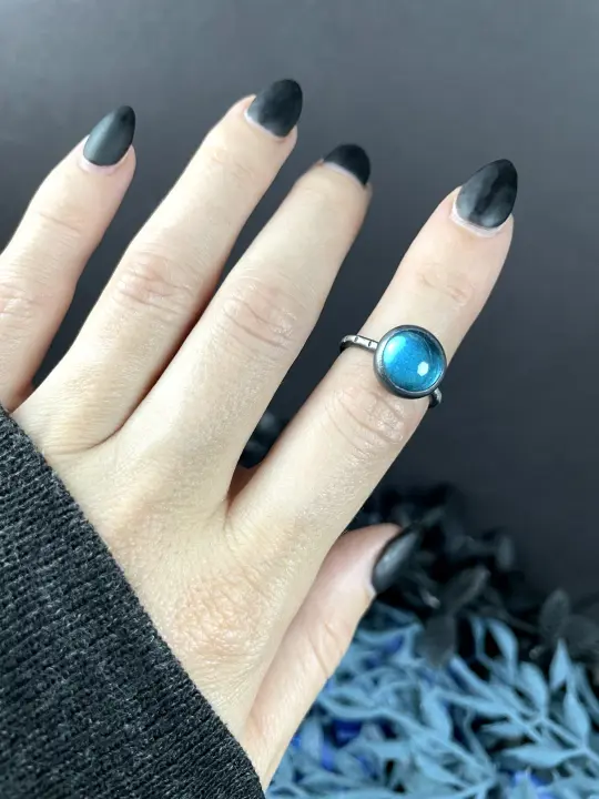 Vintage Blue Glass Rings - Size 6 left