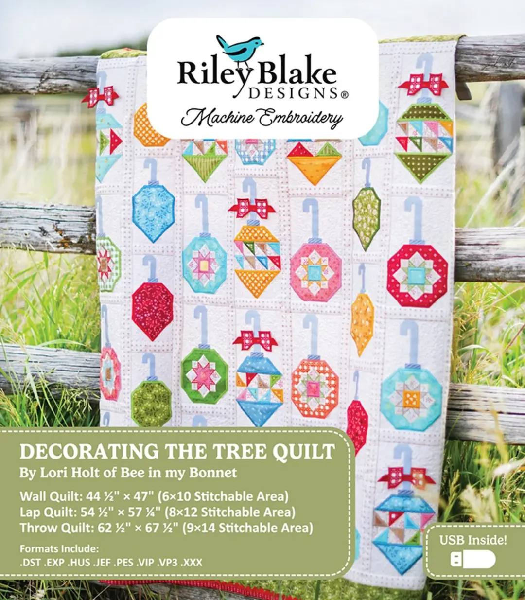 Decorating the Tree Quilt by Lori Holt - Machine Embroidery USB