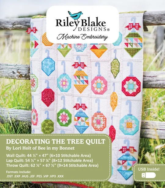 Decorating the Tree Quilt by Lori Holt - Machine Embroidery USB
