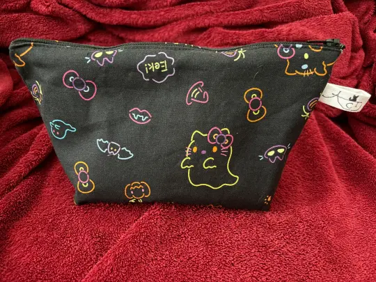 Neon Ghost Cat Zipper Pouch