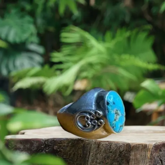 Solid Handcrafted Turquoise Silver Ring