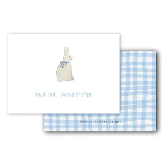 Gingham Blue Bunny Baby Enclosure Card
