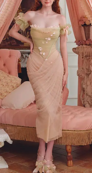 Dreamy pink sexy cute tube top waist slim hip long skirt homecoming dress R3662