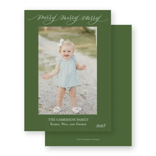 Mint on Green "Merry Merry Merry" Holiday Card