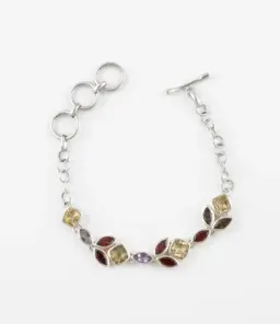 Multi-colored Gemstone Chain Bracelet