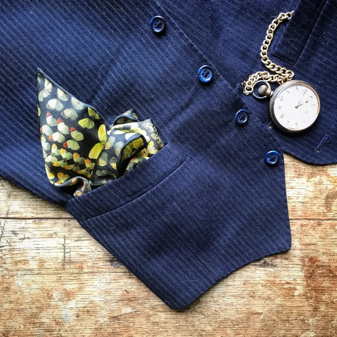 YELLOW MUSEUM BUTTERFLIES - 100% SILK TWILL POCKET SQUARE WITH HAND ROLLED EDGES