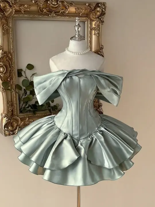 Cute Mint Green A-Line Bateau Mini Women Dress Birthday Dress Prom Dress RS101