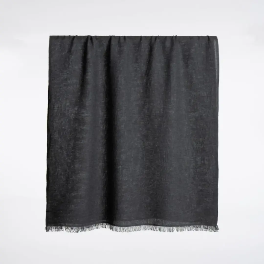 Merino Woven Scarf in Charcoal Grey