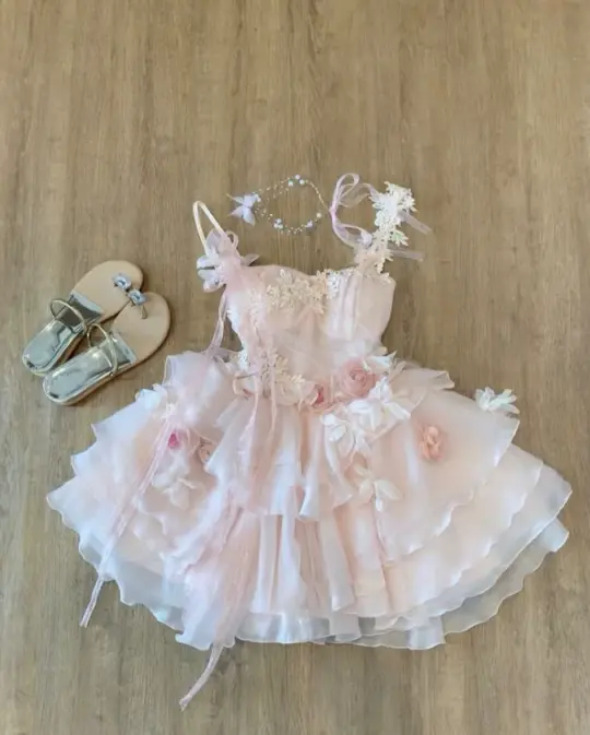 Sweet Blush Pink Ruffled Homecoming Dress ,A-Line Spaghetti Straps Applique Mini Cute Princess Dress Cami Dress RS1107