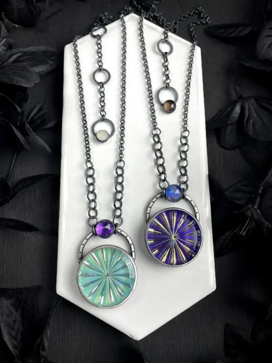 Vintage Pinwheel Glass Necklaces - 2 available