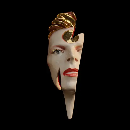 'Ziggy Flash' David Bowie Painted Ceramic Face Sculpture