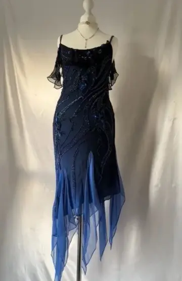 Navy Retro Homecoming Dress , Flowy Chiffon Embroidered Bodycon Short Prom Dress RS1602