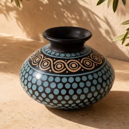 Zinapécuaro Spiral Dotted Negative Imprint Ceramic Vase