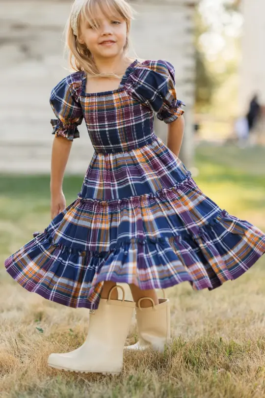 Mini Madeline Dress in Midnight Plaid