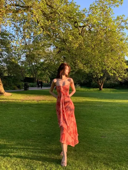 Vibrant Slim Chiffon Prom Gown Orange Women's Corset Maxi Birthday Dress — Fall Outfit 2026 New RS3093