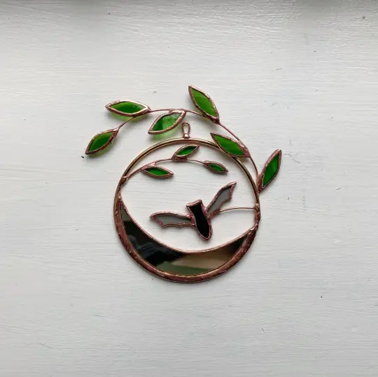 Bat and Crescent Moon Wreath with Leaves