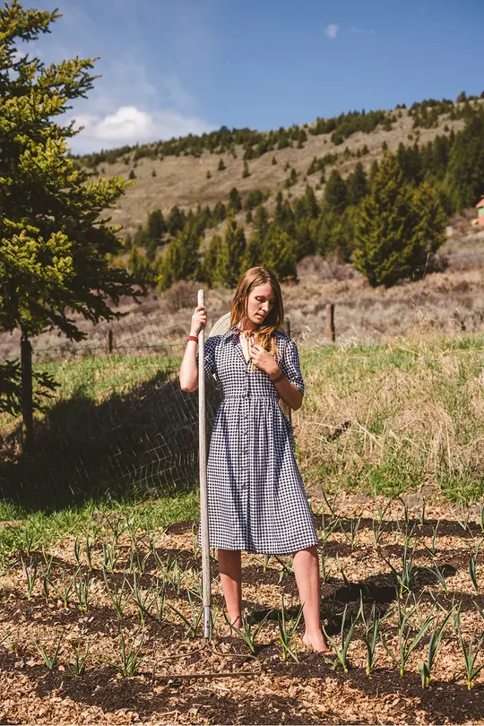 Cotton Chore Dress in Spring Picnic-Large Left!