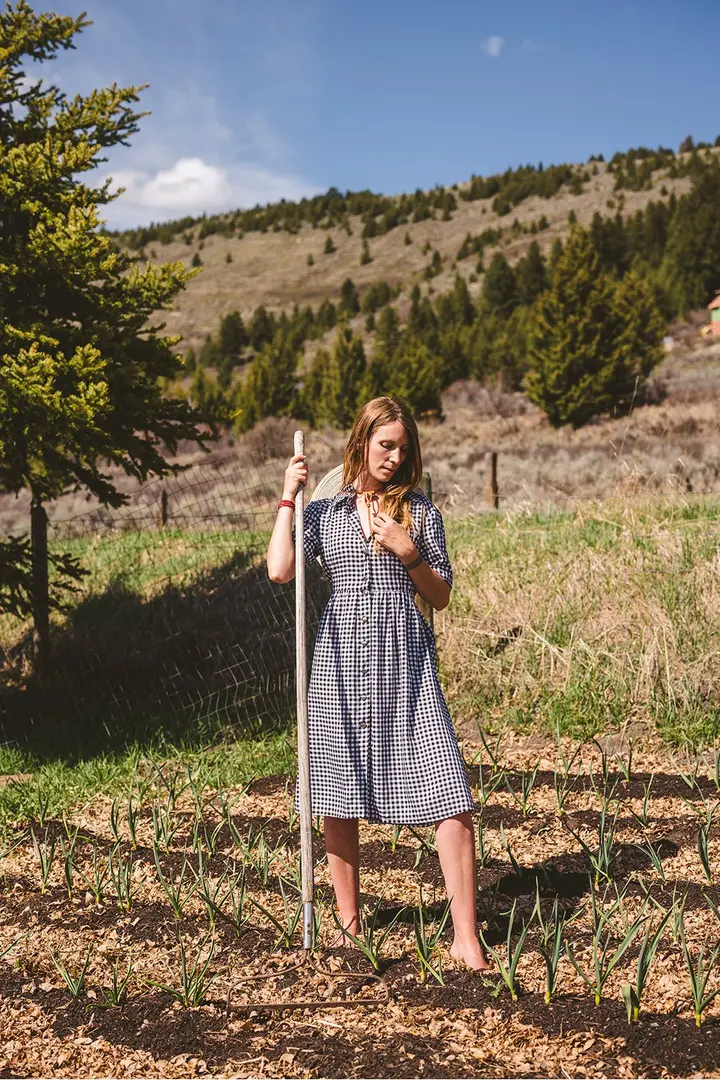 Cotton Chore Dress in Spring Picnic-Large Left!