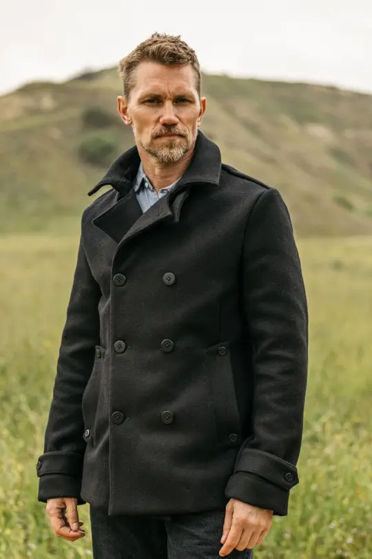 The Mallet Peacoat 21oz Melton Wool - Black