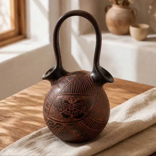 Zinapécuaro Hand-Carved Ollita de Matrimonio Ceramic Vases