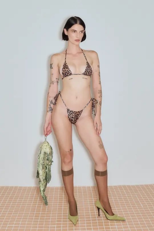 Skimpy String Bikini Bottoms Leopard