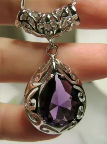 Amethyst Pendant Necklace, Victorian Jewelry P28 - Ready to Ship