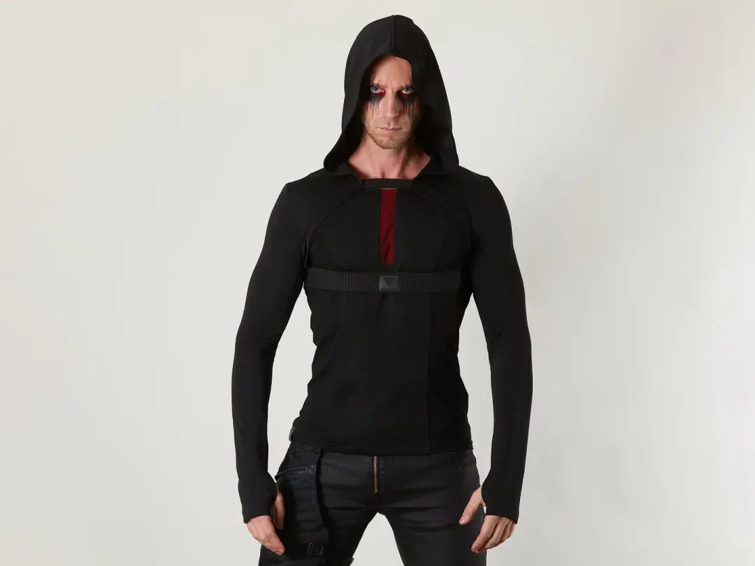 SH20 Black hooded shrug