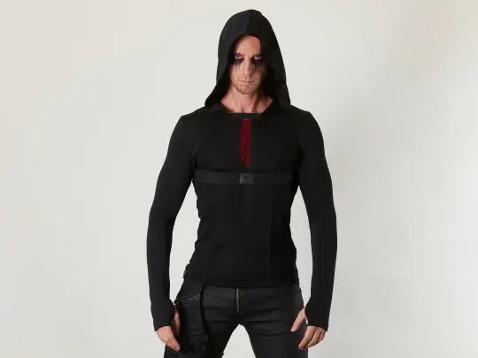 SH20 Black hooded shrug