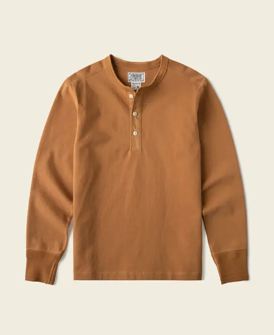 Vintage Long Sleeve Henley Shirt - Orange