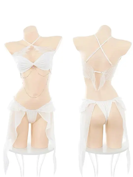Angeline Angel Wings Ruffle Lingerie Set