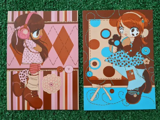 nostalgic color scheme girl print