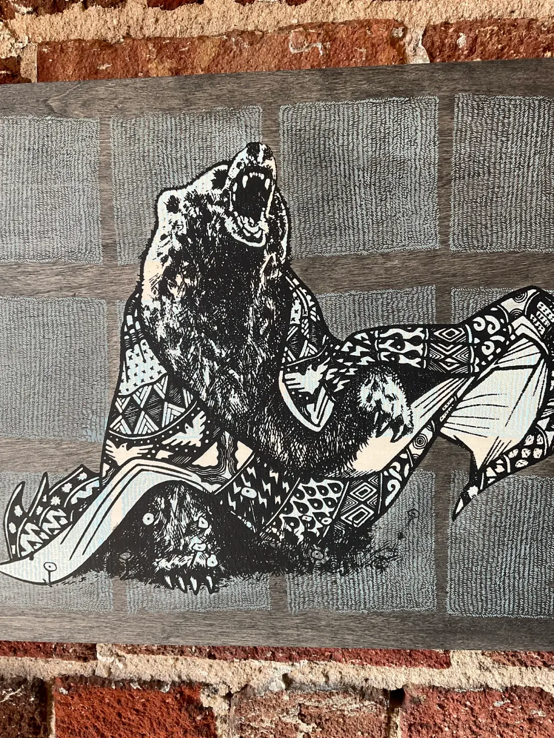 Medicine Bear on Pine Panel