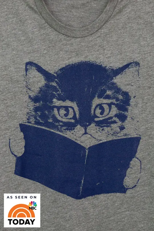 Cat Reading Book Tee