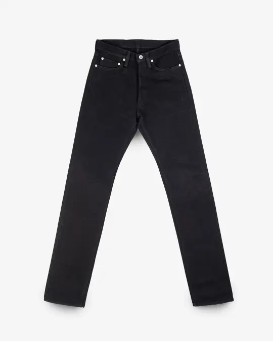 21oz Selvedge Denim Relaxed Tapered Cut Jeans - Superblack (Fades To Grey)