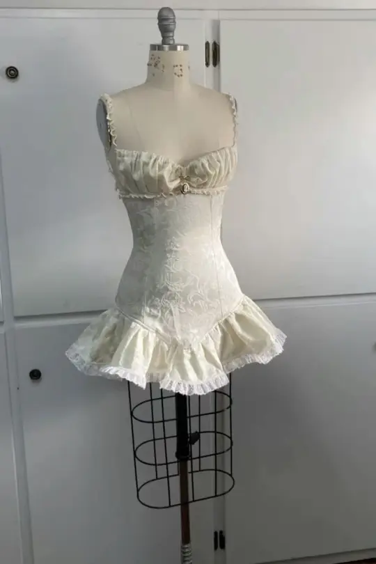 Apricot-colored suspenders tight-tight hip-wrapped skirt lace slimming homecoming dress R2520