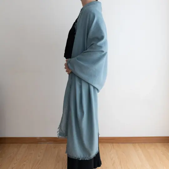Silk Noil Wrap Scarf | Woad Blue
