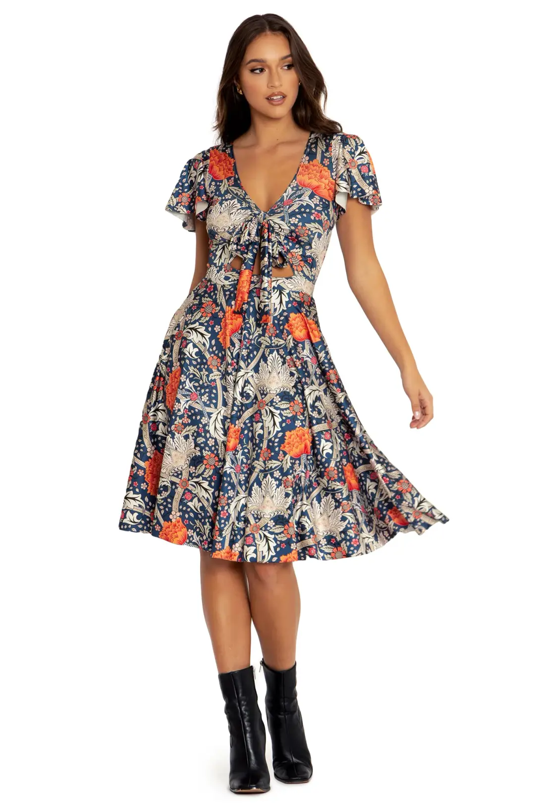 Morris Blue And Orange Rio Midi Dress