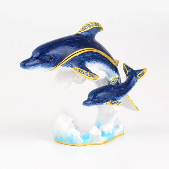 Dolphins in Water Trinket Box