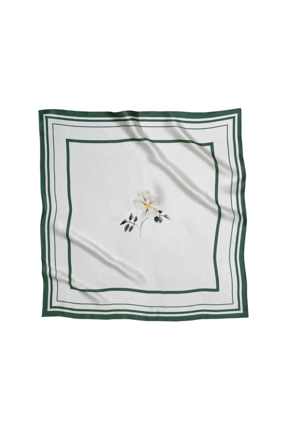 Small Minimal Floral Natural Silk Scarf | Beige Collection