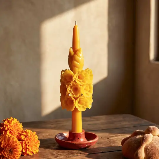 Flores de Teotitlán Tapered Candle