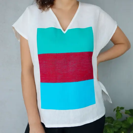 Tabasco Sleeveless Linen V-Neck Blouse