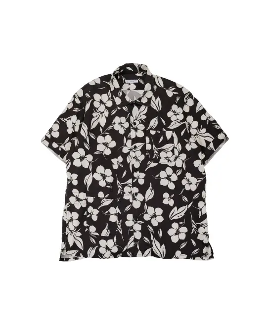Engineered Garments Camp Shirt Black/Natural Tencel Floral Print