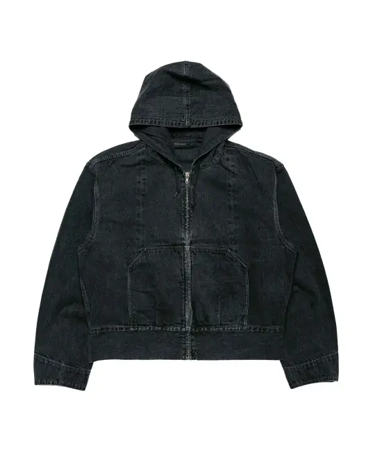 Phigvel Lady White Co. Hooded Denim Blouson Faded Black Hand Fade