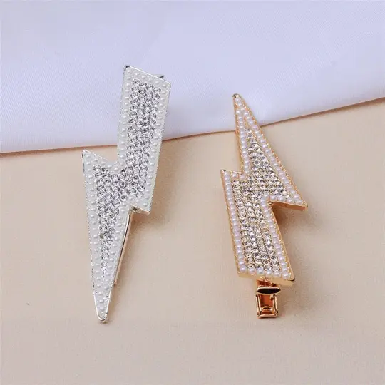 Silver or Gold Sparkly Lightning Bolt Hair Clip