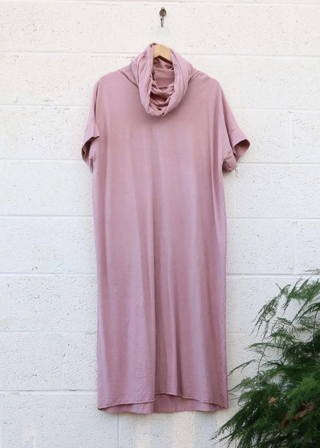 SALE - Chunky Cowl Magnolia Below Knee Kaftan / Wheat / 2XS-S / Light Hemp (221)