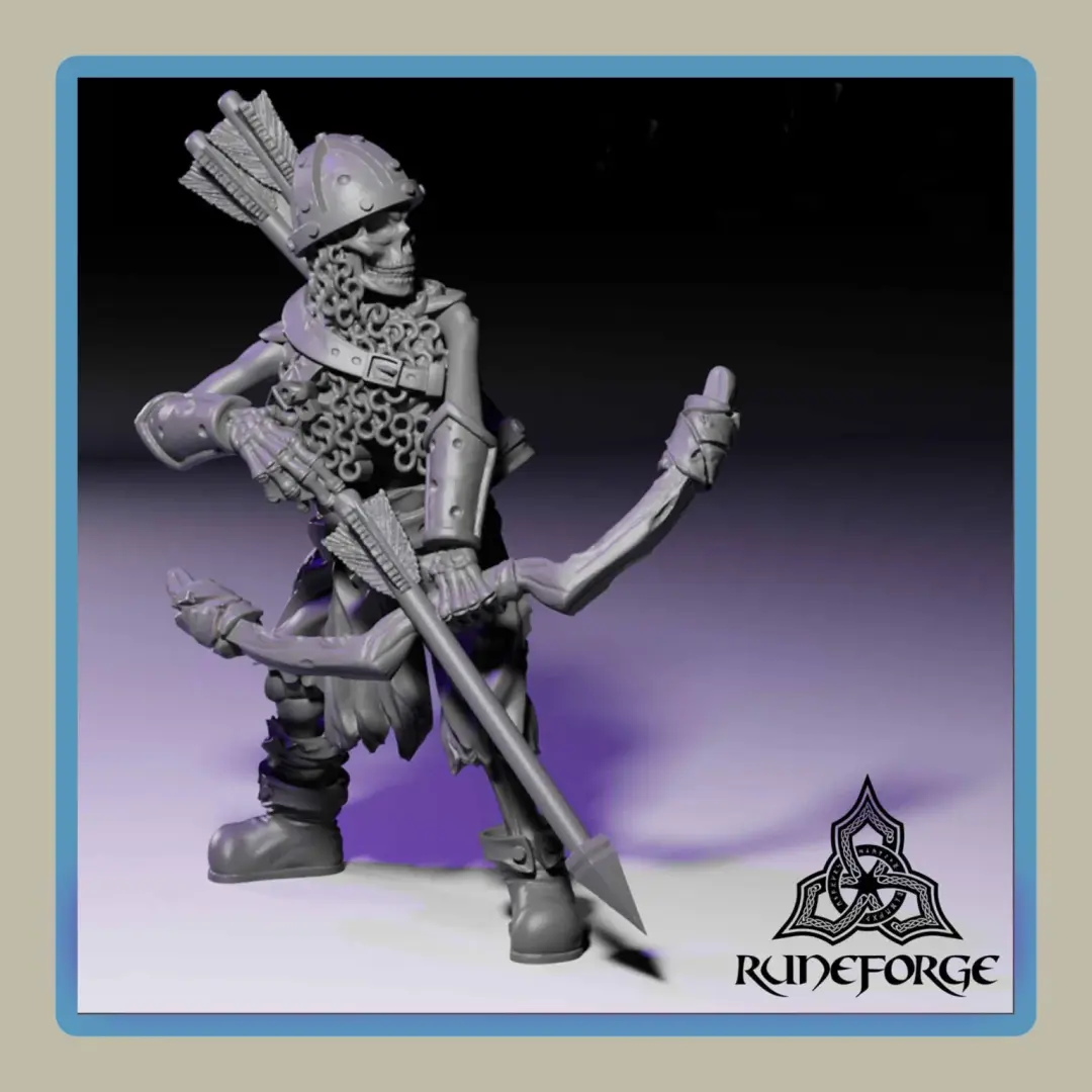 render of 28mm miniature undead archer nocking arrow