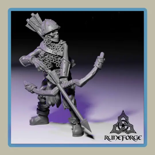 render of 28mm miniature undead archer nocking arrow