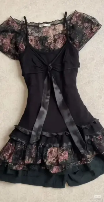 Floral Retro Women's Homecoming Dress Black Corset Short Prom Dress Party Dress RS2481