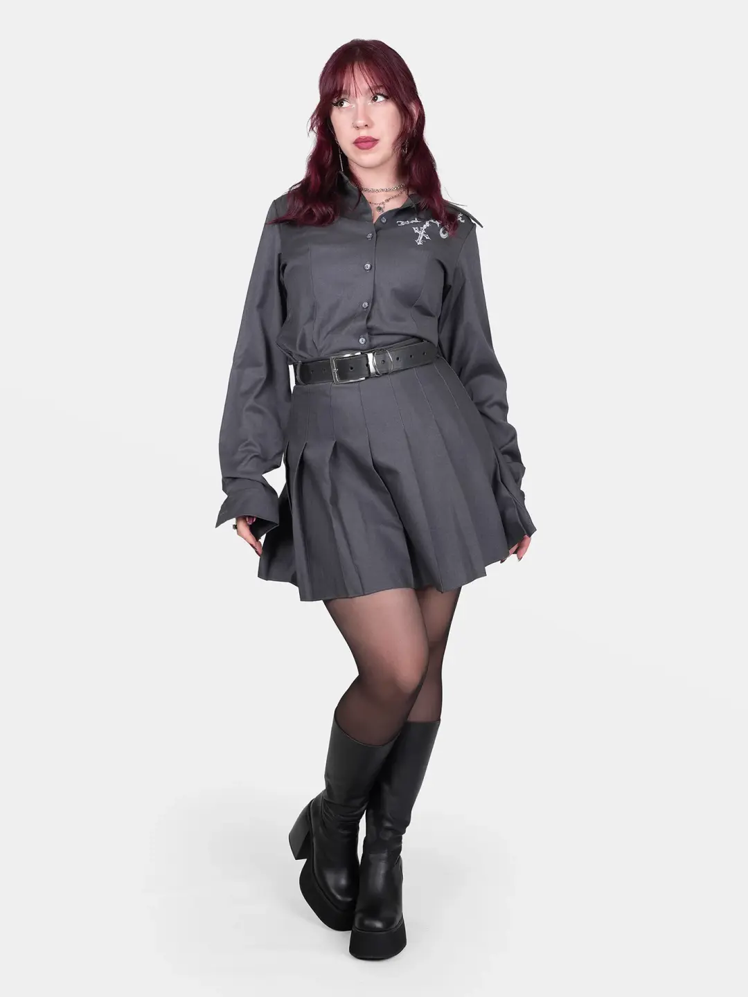 Szara tennis skirt ze szlufkami